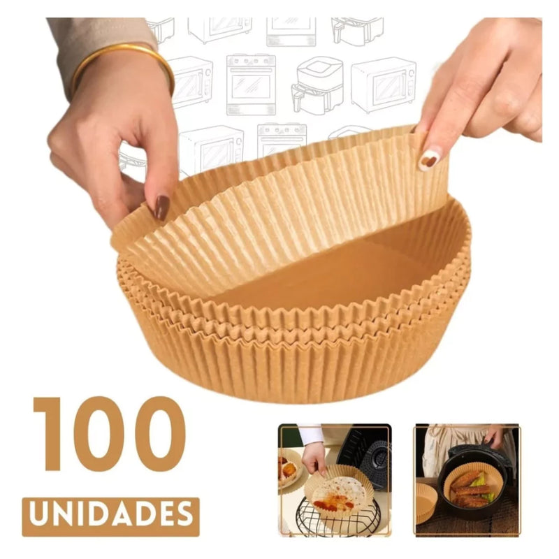 Forma De Airfryer Descartável Redondo Antiaderente Para Cozimento Papel Fritadeira