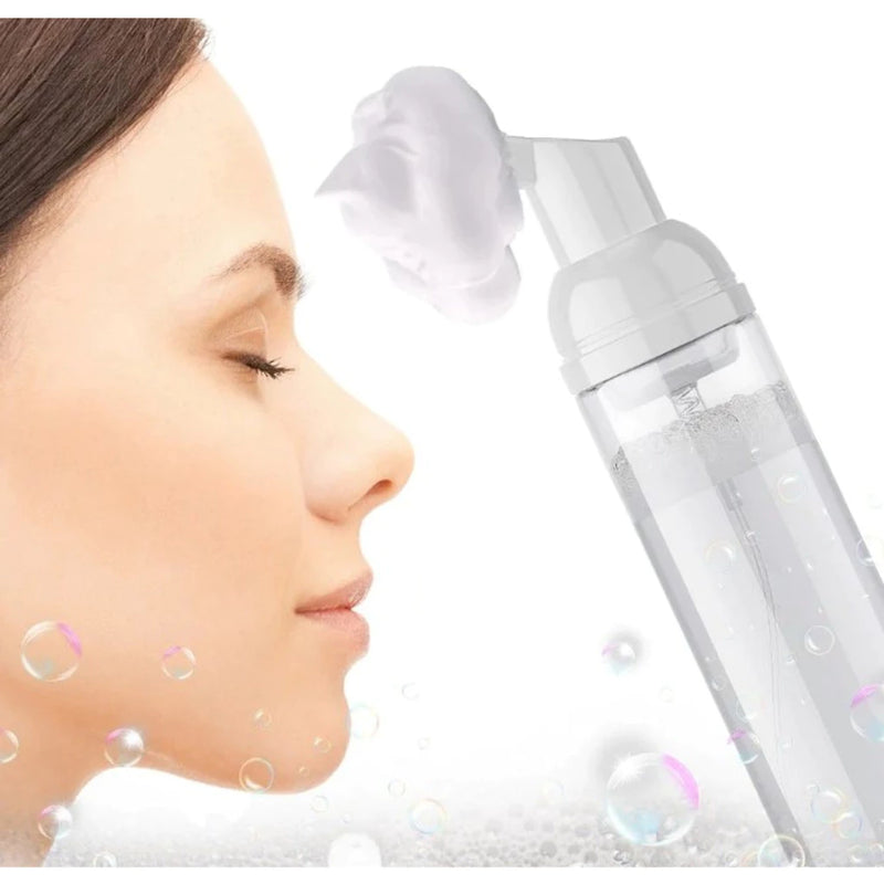 Frasco Pump Espumador Com Escova De Silicone Para Limpeza Facial Skin Care 120ml